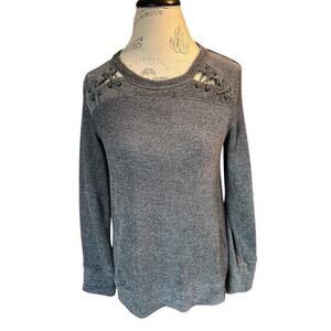 Knox Rose soft, long sleeve sweater - gray, tie shoulder detail size XS